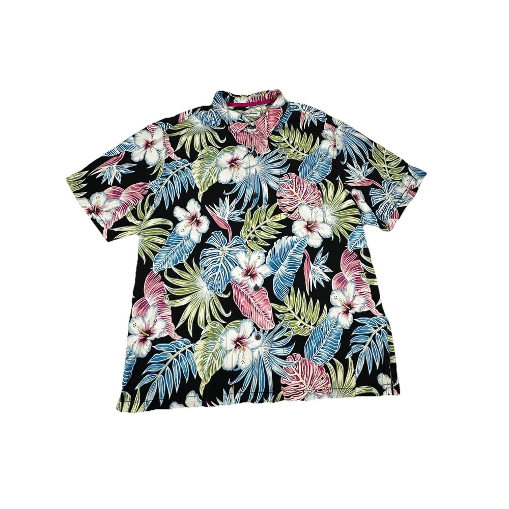 Tommy Bahama Hawaiian Shirt Size XXL Silk Blend Floral Tropical Print